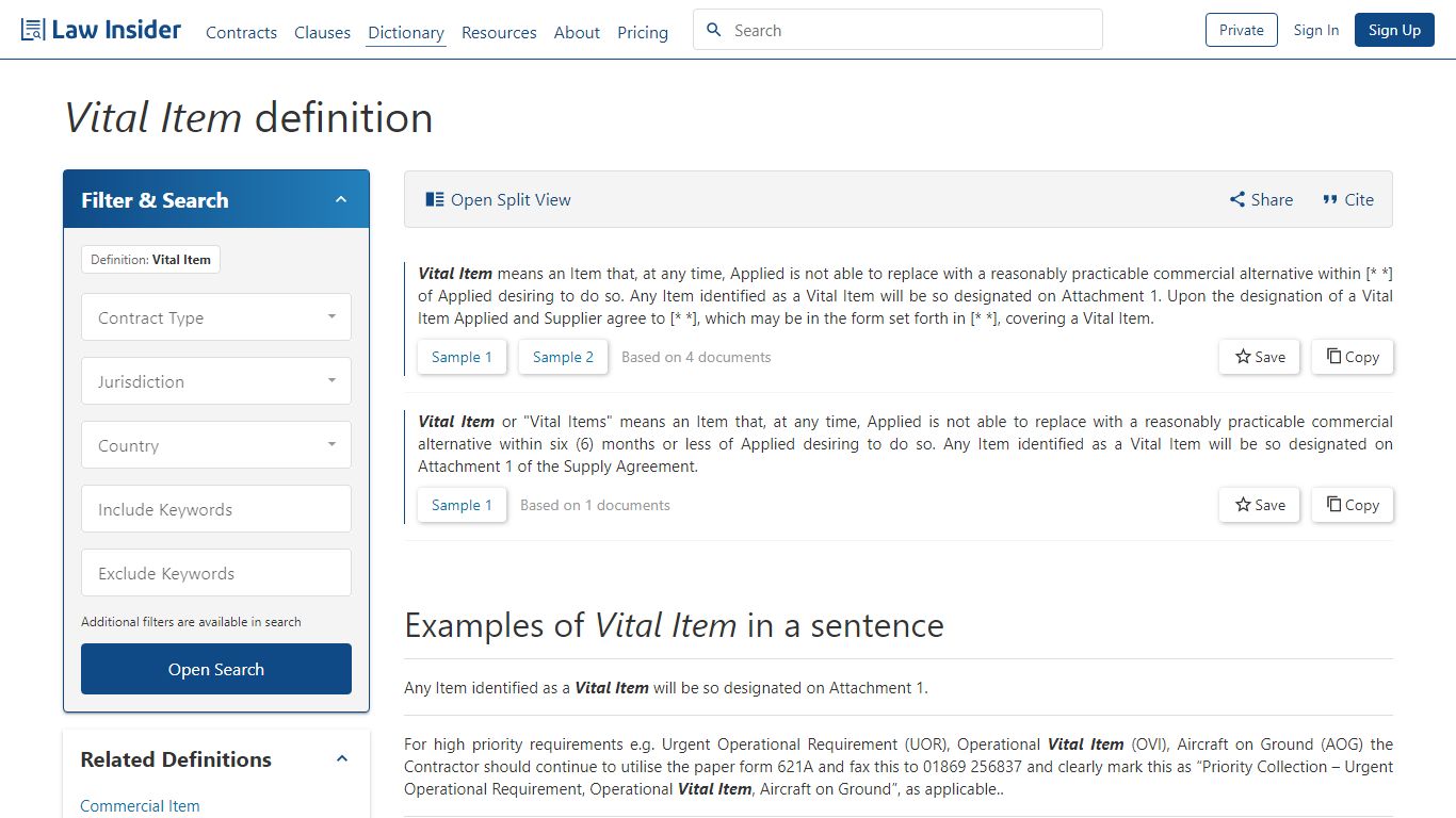 Vital Item Definition | Law Insider